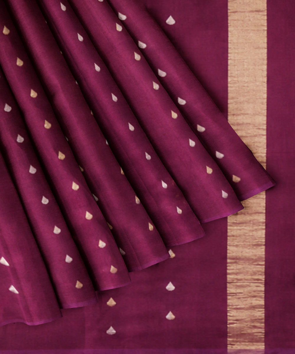 Brown golden sico handwoven venkatagiri saree