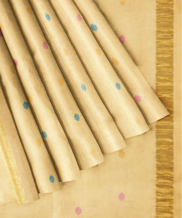 Cream brown sico handwoven venkatagiri saree
