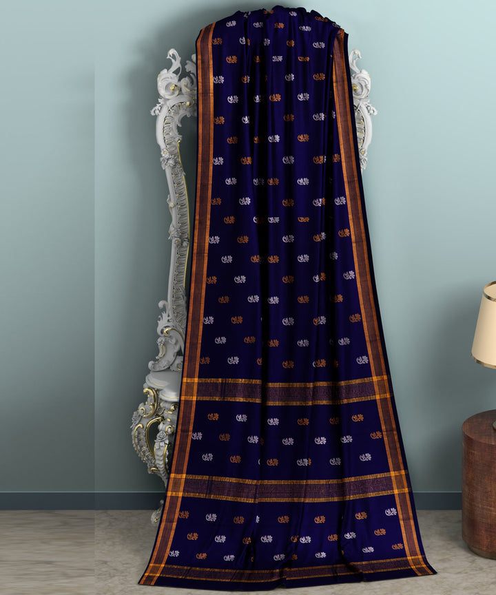Royal blue yellow sico handwoven venkatagiri saree