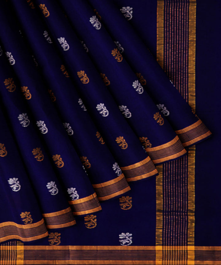 Royal blue yellow sico handwoven venkatagiri saree