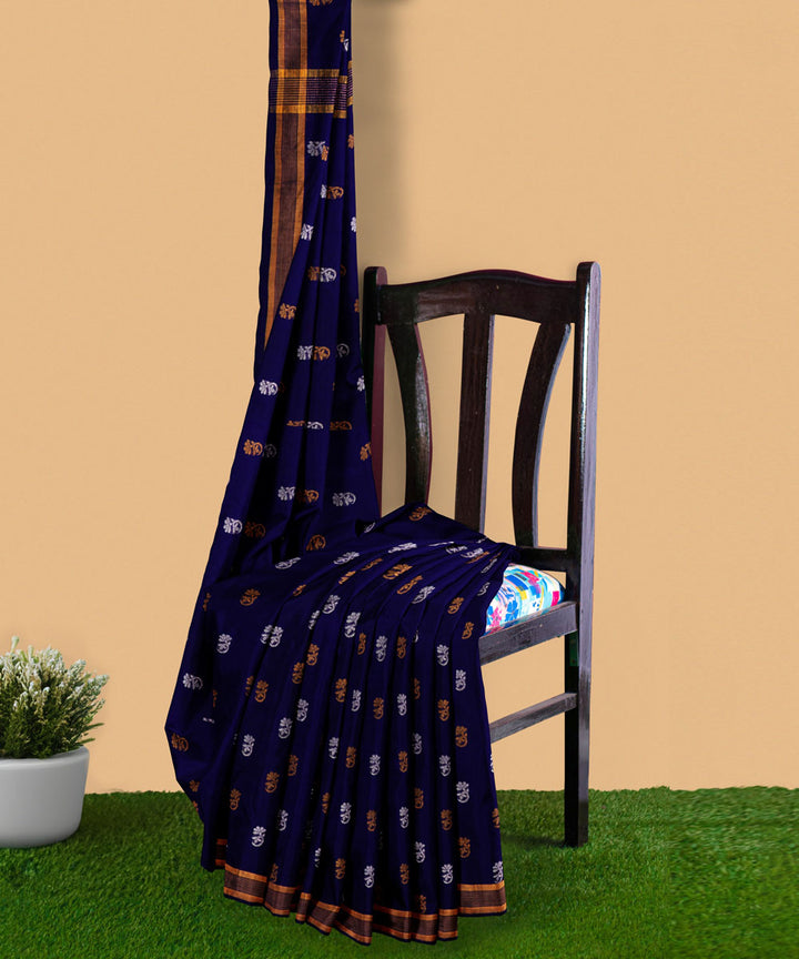 Royal blue yellow sico handwoven venkatagiri saree