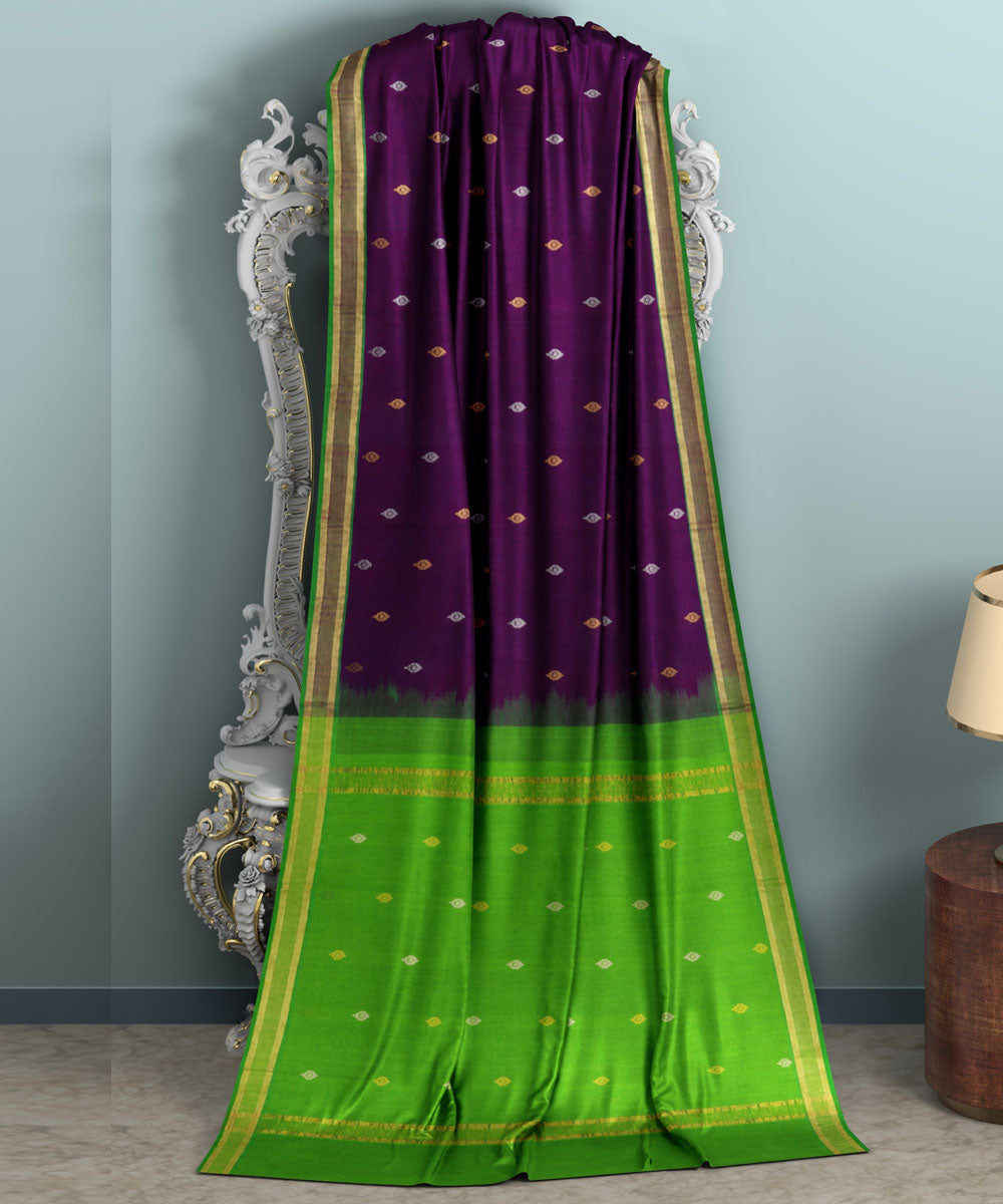 Maoron green sico handwoven venkatagiri saree