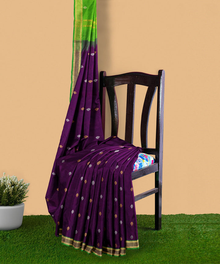 Maoron green sico handwoven venkatagiri saree