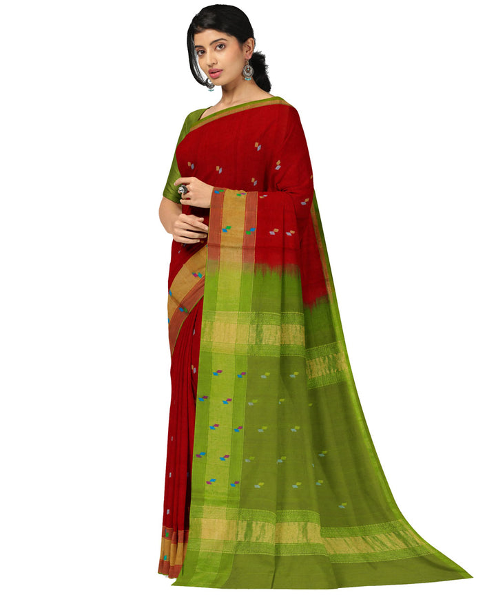 Red green sico handwoven venkatagiri saree