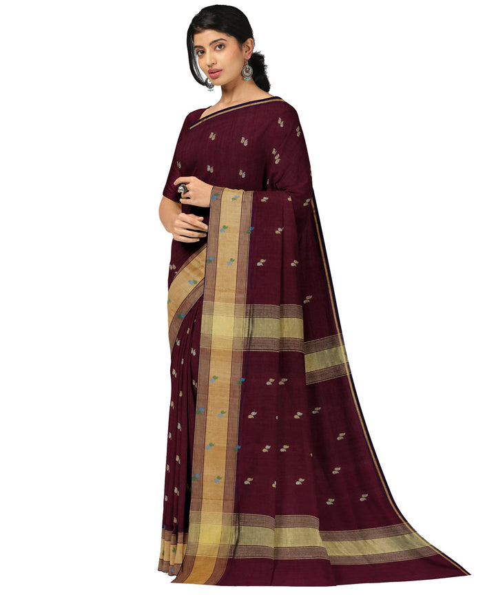 Brown offwhite sico handwoven venkatagiri saree