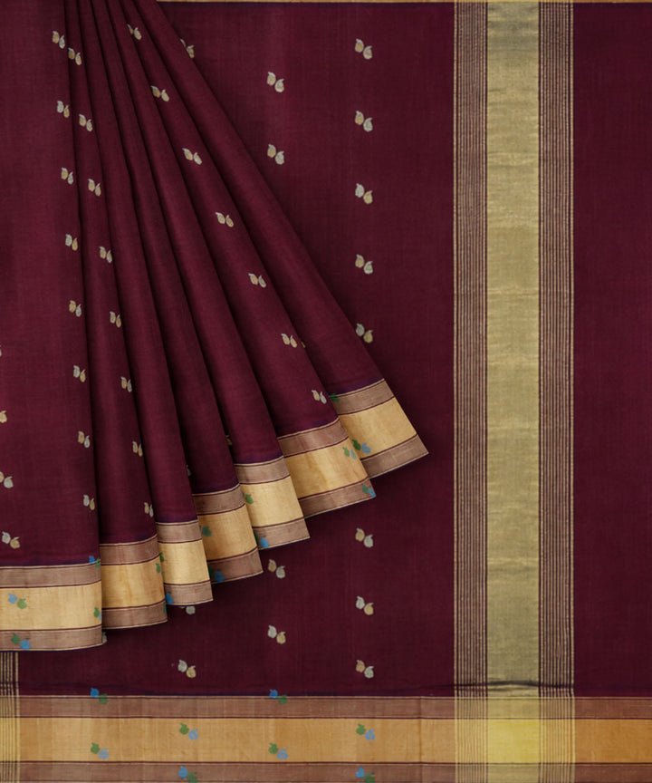 Brown offwhite sico handwoven venkatagiri saree