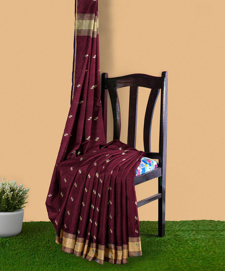 Brown offwhite sico handwoven venkatagiri saree