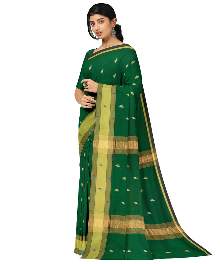 Green beige sico handwoven venkatagiri saree