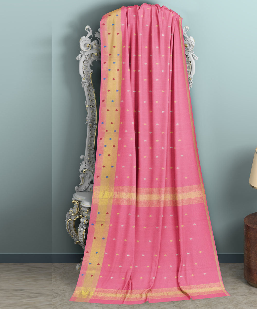 Light pink beige sico handwoven venkatagiri saree