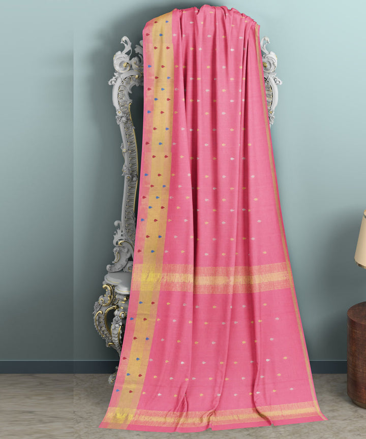 Light pink beige sico handwoven venkatagiri saree