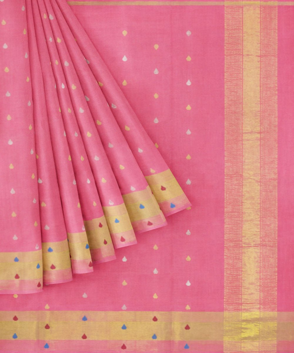 Light pink beige sico handwoven venkatagiri saree