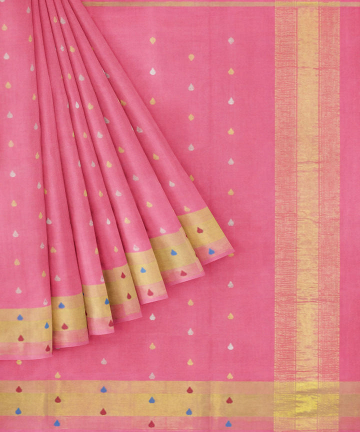 Light pink beige sico handwoven venkatagiri saree