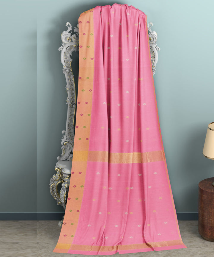 Pink beige sico handwoven venkatagiri saree