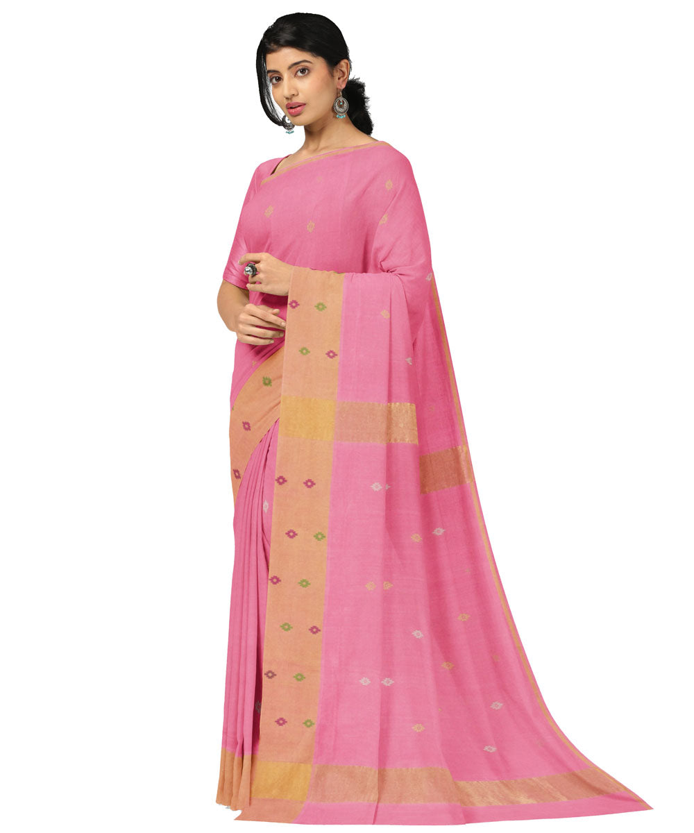 Pink beige sico handwoven venkatagiri saree