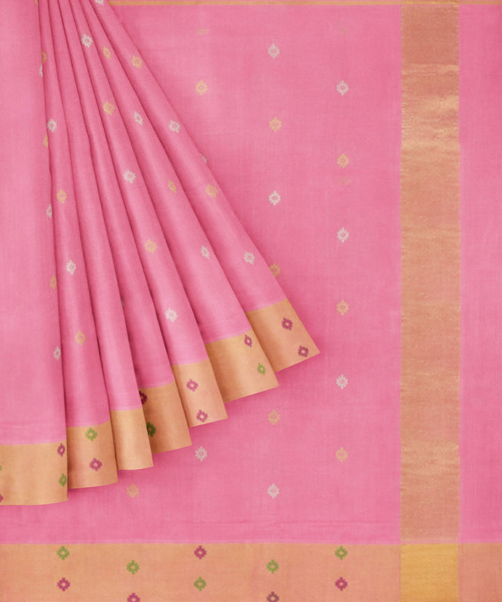 Pink beige sico handwoven venkatagiri saree