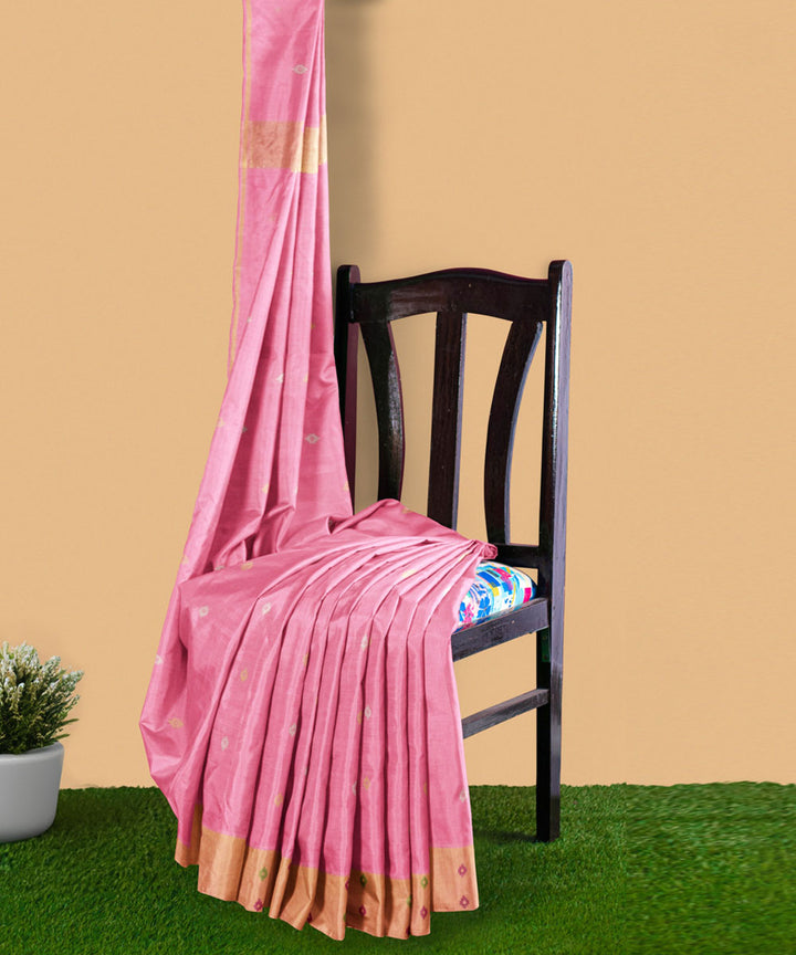 Pink beige sico handwoven venkatagiri saree