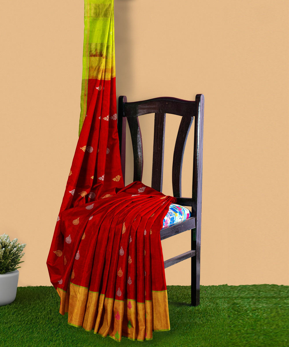 Red light green sico handwoven venkatagiri saree