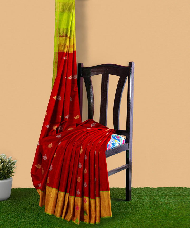 Red light green sico handwoven venkatagiri saree