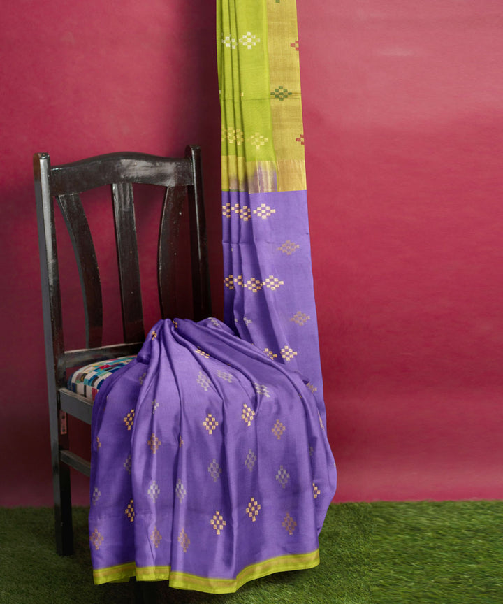 Purple green Cotton Silk handwoven Venkatagiri Saree