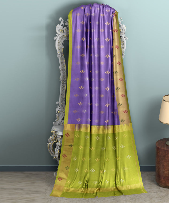 Purple green Cotton Silk handwoven Venkatagiri Saree