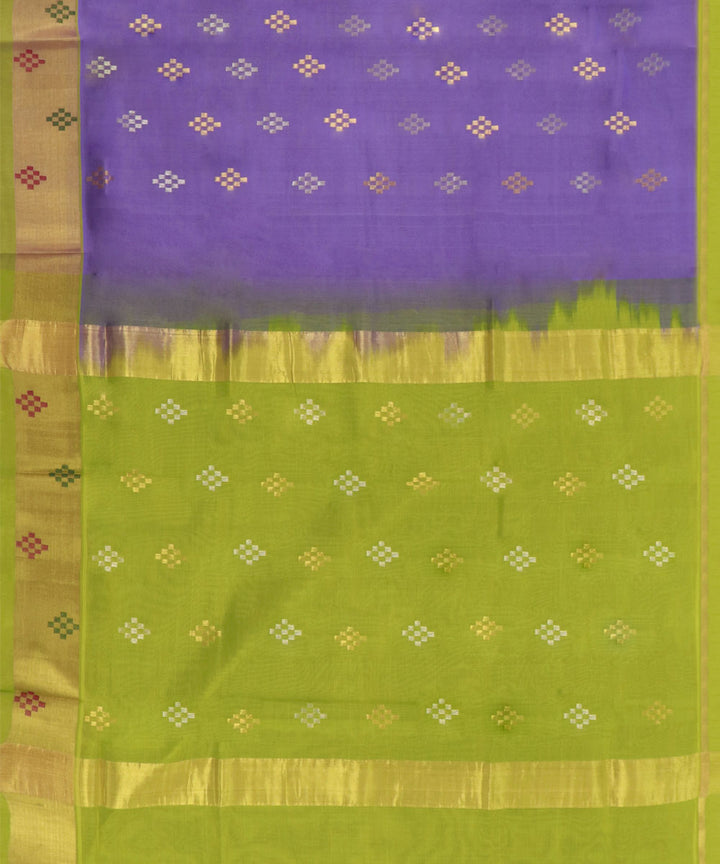 Purple green Cotton Silk handwoven Venkatagiri Saree