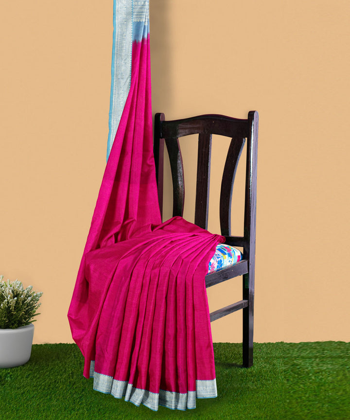 Pink blue silk handloom venkatagiri saree