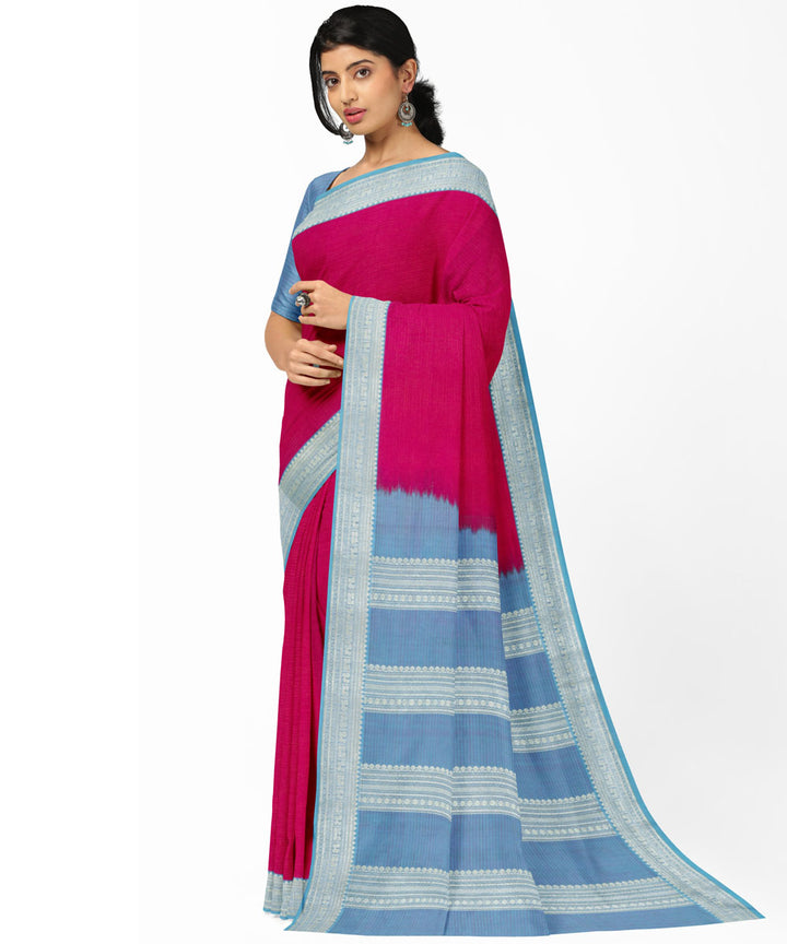 Pink blue silk handloom venkatagiri saree