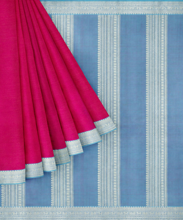 Pink blue silk handloom venkatagiri saree
