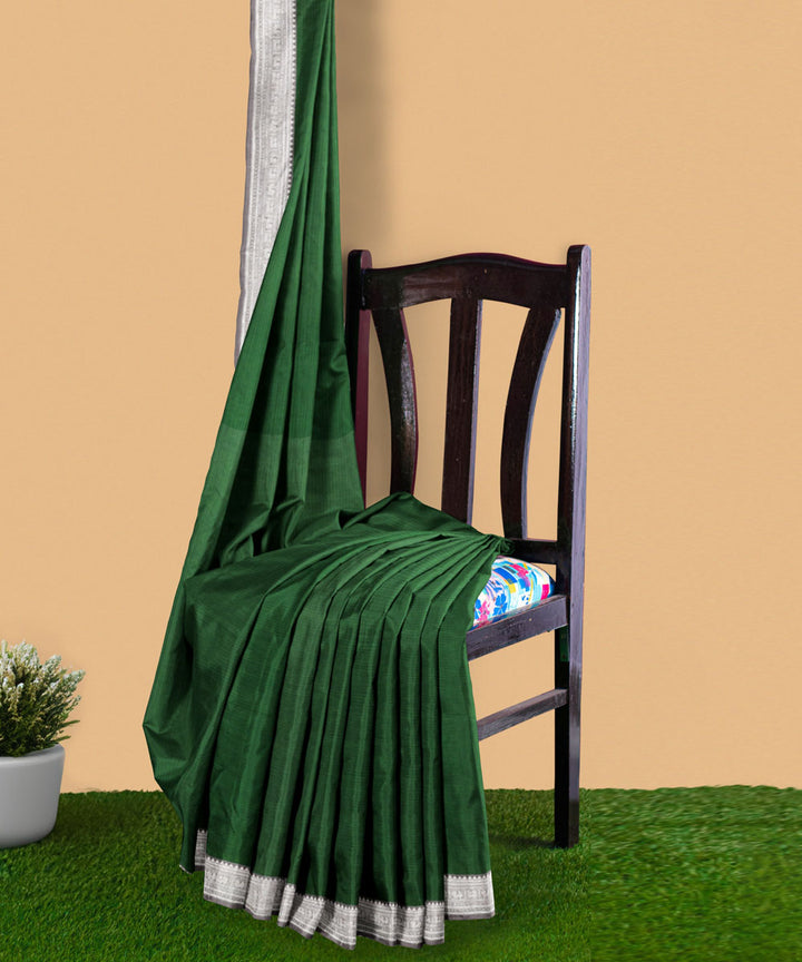 Green white silk handwoven venkatagiri saree