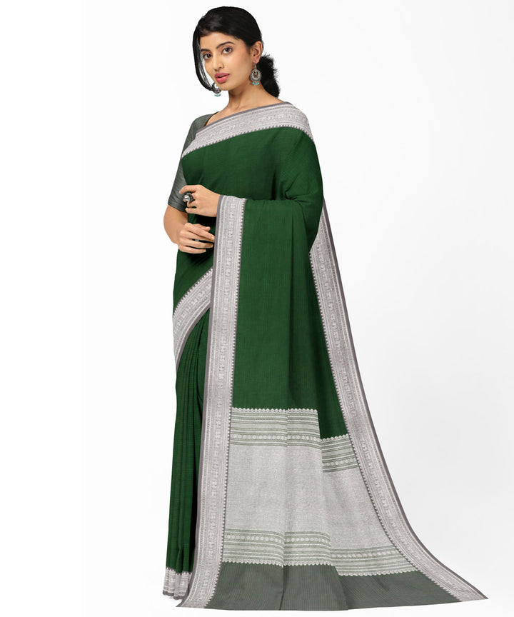 Green white silk handwoven venkatagiri saree
