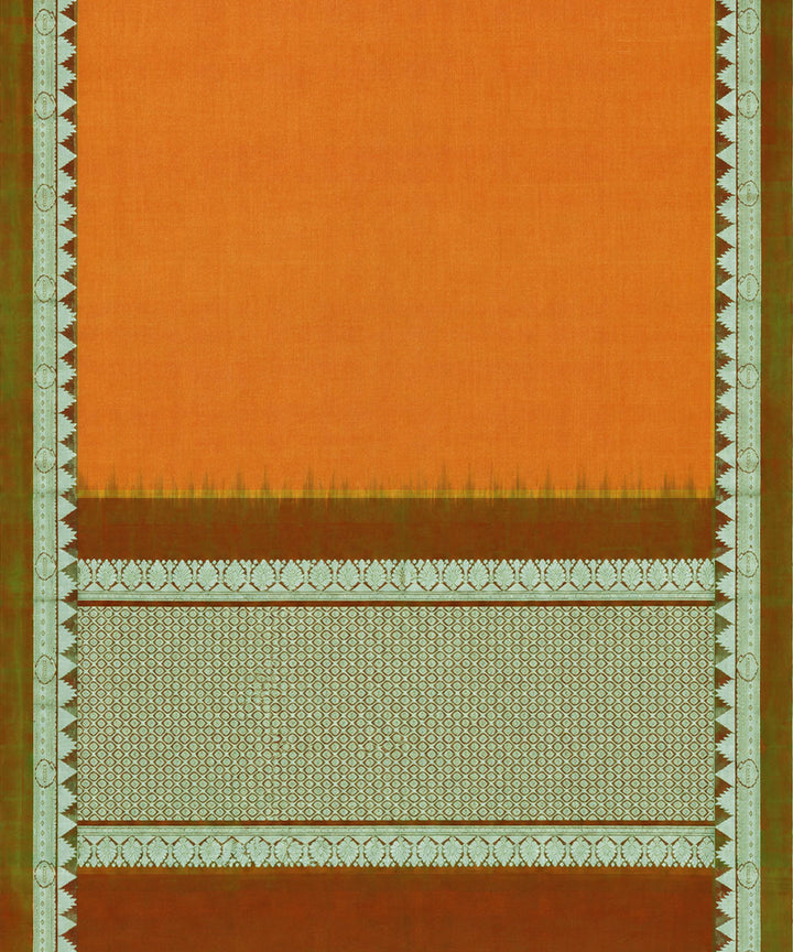 Orange olive silk handwoven venkatagiri saree
