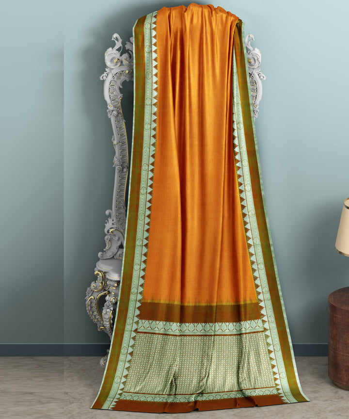 Orange olive silk handwoven venkatagiri saree