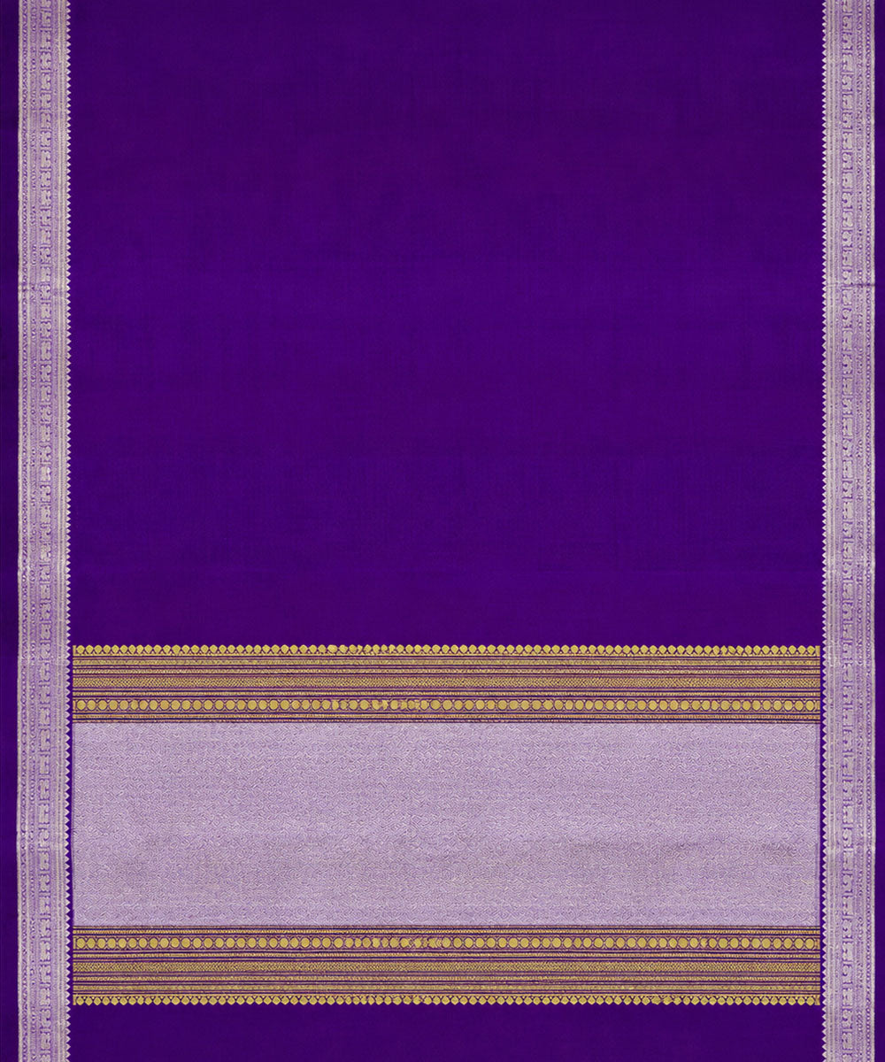 Violet light blue silk handwoven venkatagiri saree