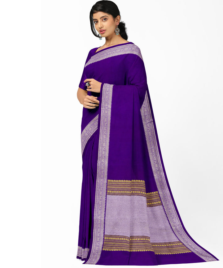 Violet light blue silk handwoven venkatagiri saree