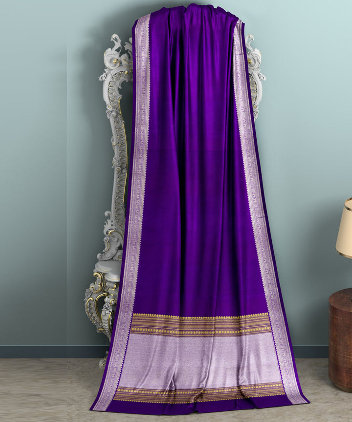 Violet light blue silk handwoven venkatagiri saree