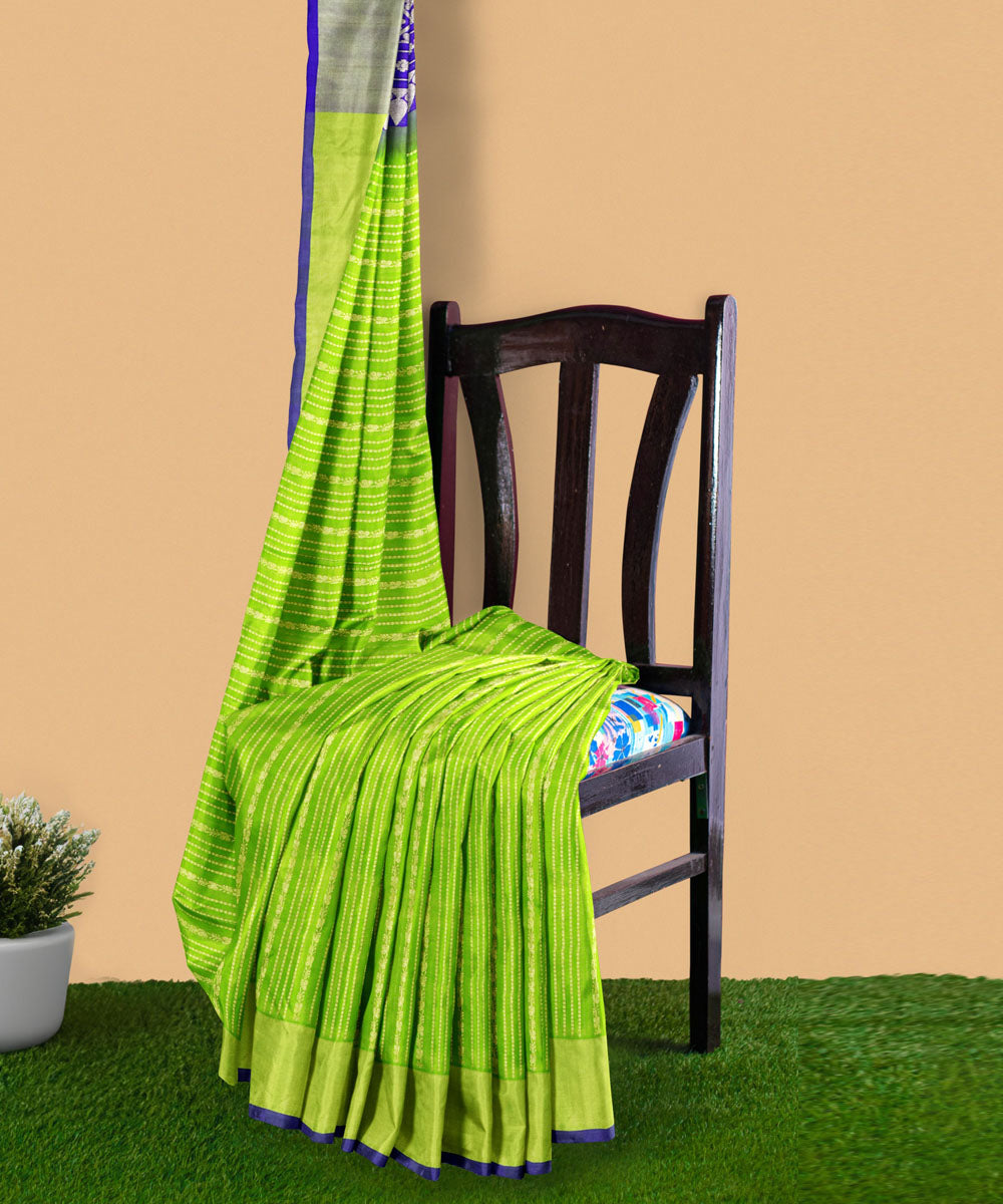 Green blue silk handwoven venkatagiri saree