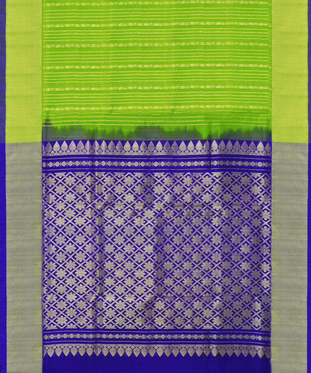 Green blue silk handwoven venkatagiri saree