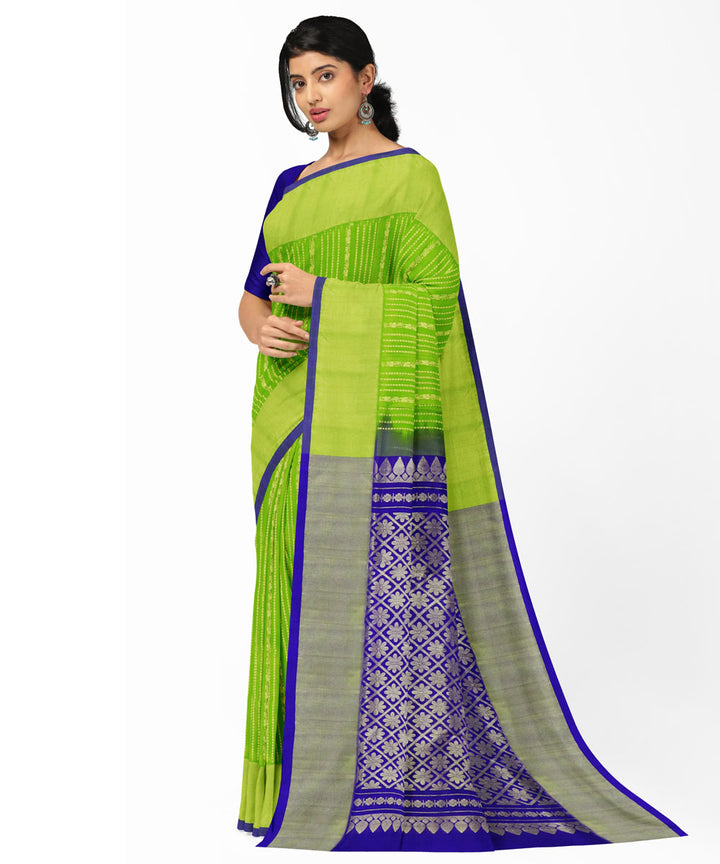 Green blue silk handwoven venkatagiri saree
