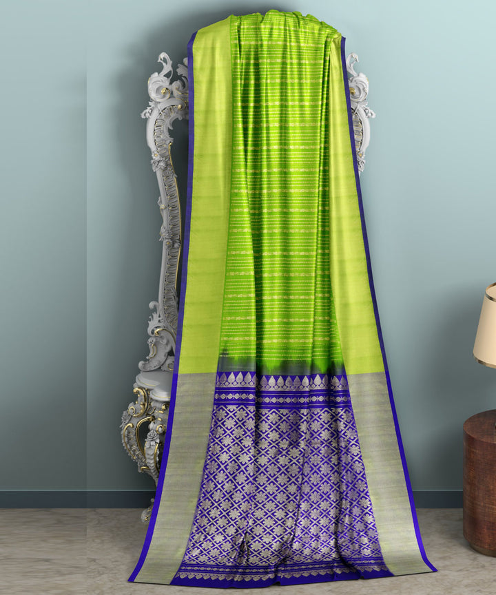 Green blue silk handwoven venkatagiri saree