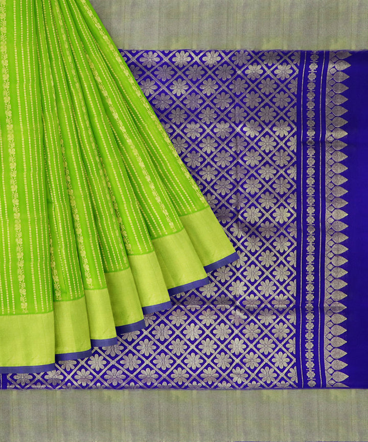 Green blue silk handwoven venkatagiri saree