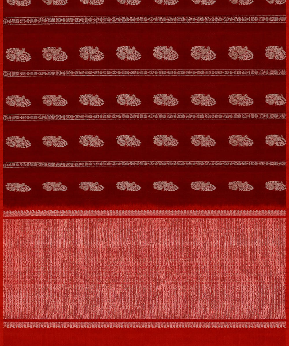 Maroon red silk handwoven venkatagiri saree
