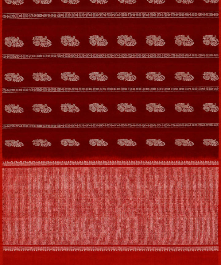Maroon red silk handwoven venkatagiri saree