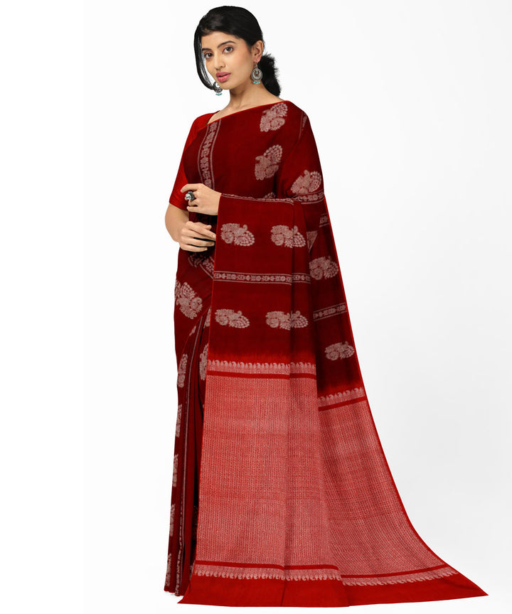 Maroon red silk handwoven venkatagiri saree