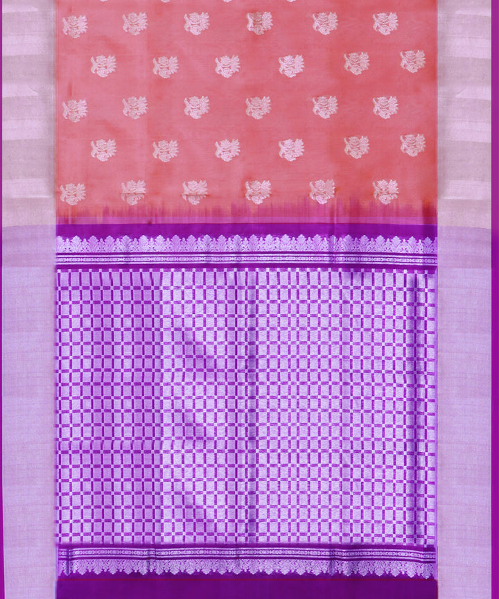 Light pink blue silk handwoven venkatagiri saree
