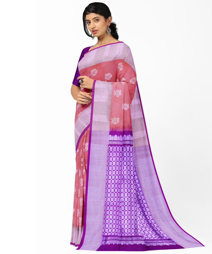 Light pink blue silk handwoven venkatagiri saree