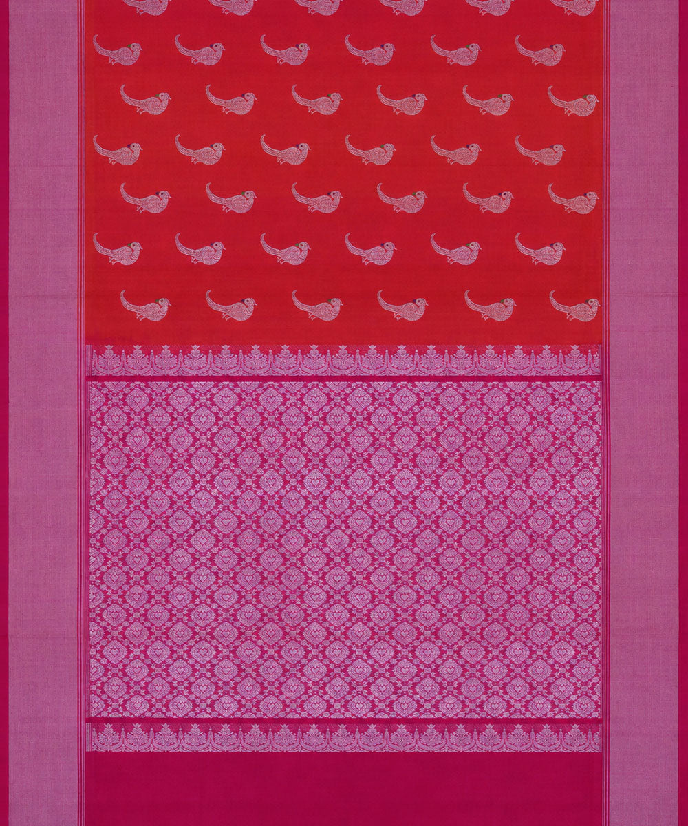 Red purple silk handwoven venkatagiri saree