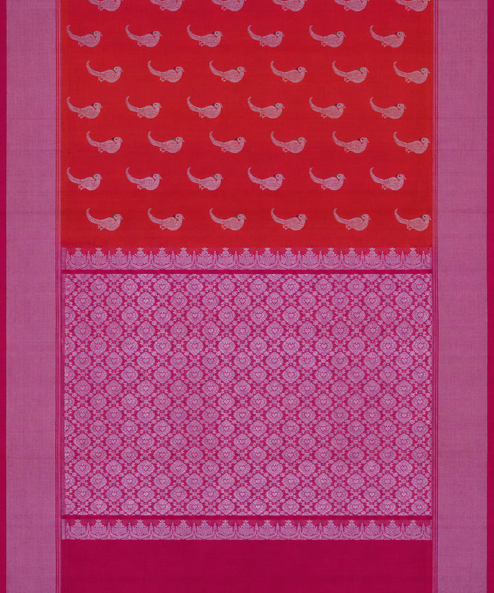 Red purple silk handwoven venkatagiri saree