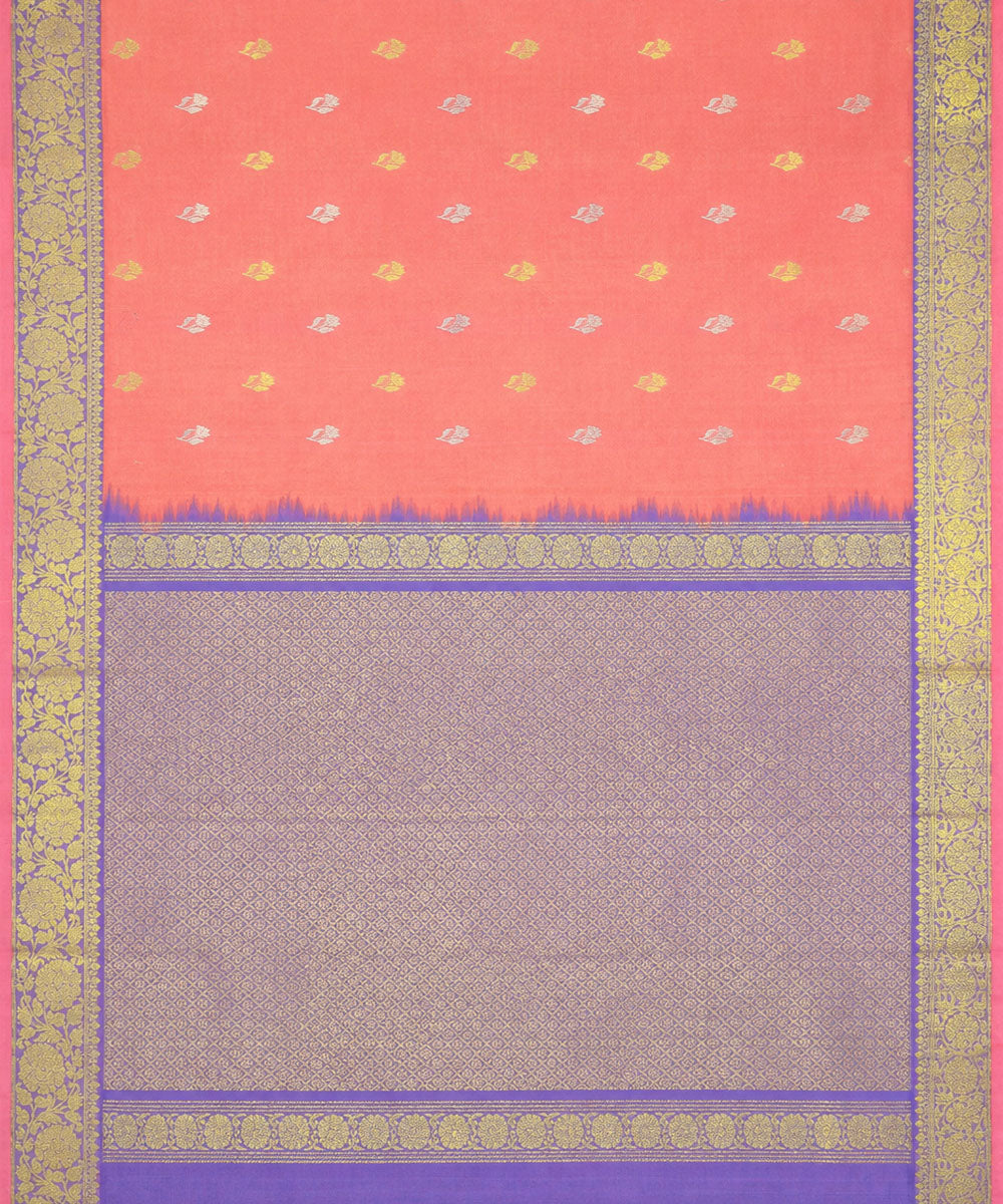 Orange purple silk handwoven venkatagiri saree