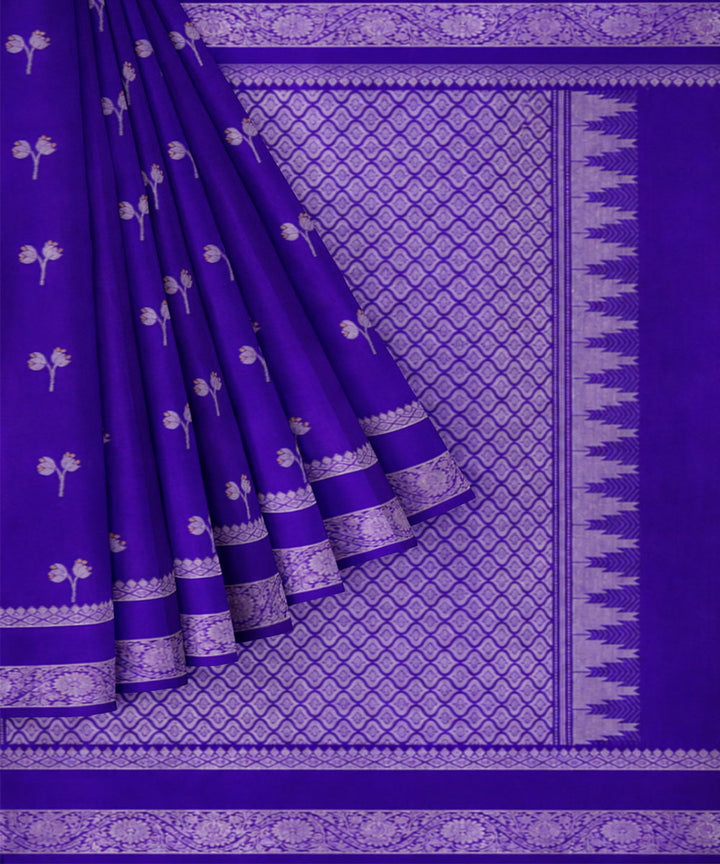 Blue white silk handwoven venkatagiri saree