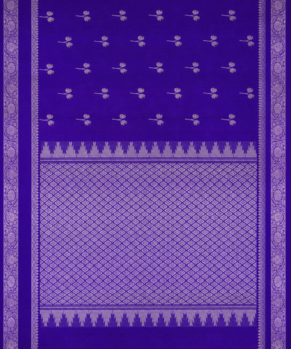 Blue white silk handwoven venkatagiri saree